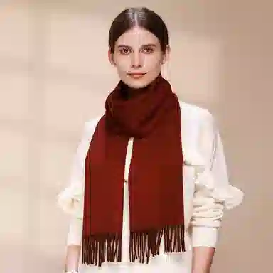 上海故事 秋冬加厚保暖 防寒外出个性缎纹双面拼色 绵羊毛 绒线围巾 女款