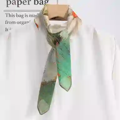 上海故事 百搭春秋时尚装饰喷绘外出 棉 桑蚕丝 绒线围巾 女款