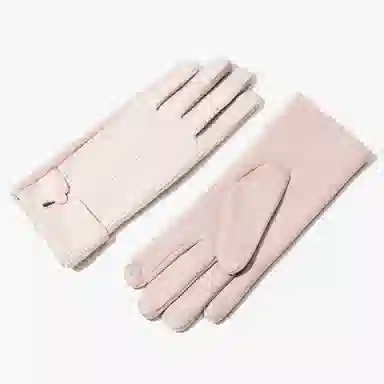 上海故事 蕾丝边优雅小香风秋冬季户外高弹保暖时尚针织 混纺 绒线手套 女款 浅紫 浅杏色 黑色 淡粉 卡其