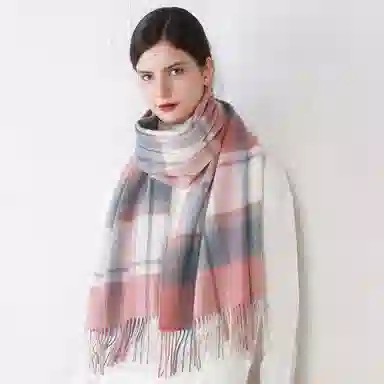 上海故事 送礼  百搭格子大披肩 绒线围巾  女款 礼盒装