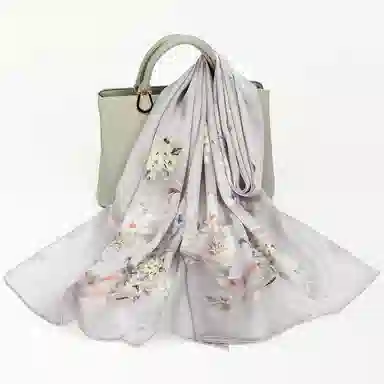 上海故事 国色天香 清冷玉兰 桑蚕丝 丝巾 女款