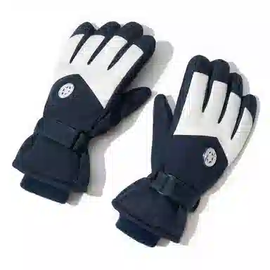 上海故事 冬季户外加绒保暖加厚摩托车骑行滑雪防水防风寒防滑防雨 聚酯纤维 绒线手套 男款