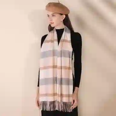 上海故事 通用款粗纺格子羊绒多种颜色 绒线围巾 女款