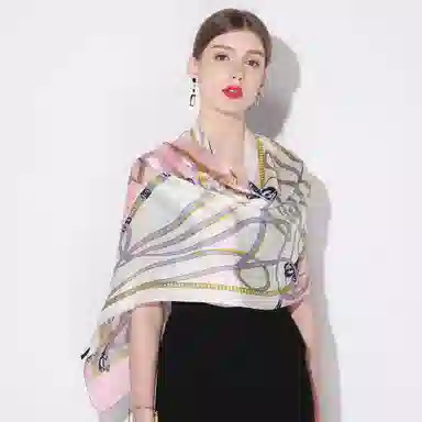 上海故事 青春素绉缎花漾郁金 桑蚕丝 丝巾 女款 礼盒装