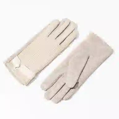 上海故事 蕾丝边优雅小香风秋冬季户外高弹保暖时尚针织 混纺 绒线手套 女款 浅紫 浅杏色 黑色 淡粉 卡其