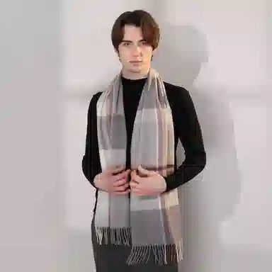 上海故事 通用款粗纺格子羊绒多种颜色 绒线围巾 女款