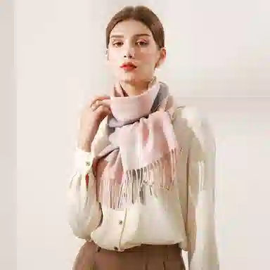 上海故事 通用款粗纺格子羊绒多种颜色 绒线围巾 女款
