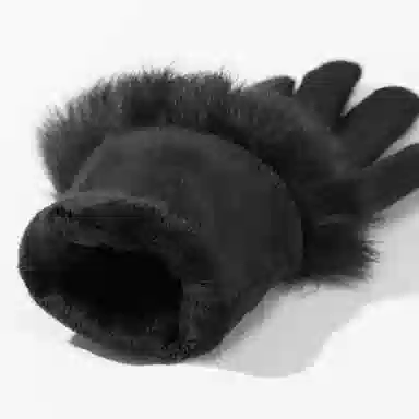 上海故事 百搭拼色加绒毛口户外出百搭骑行防寒 绵羊毛 绒线手套 女款