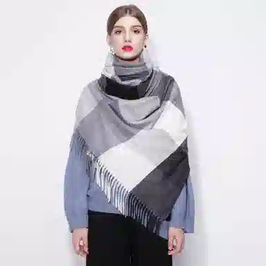 上海故事 时尚美拉德风保暖外出外搭护肩氛围感 聚酯纤维 绒线围巾 女款