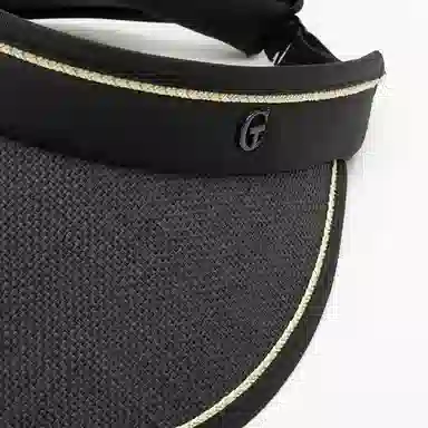 上海故事 空顶遮阳帽大帽檐草帽户外全脸防护显脸小黑胶草编太阳帽可折叠帽子 聚酯纤维 防晒帽 女款