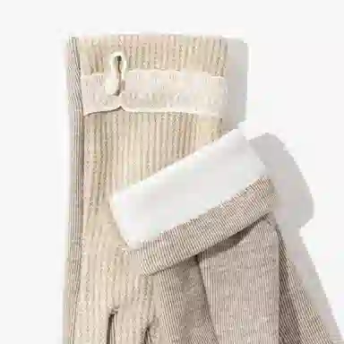 上海故事 蕾丝边优雅小香风秋冬季户外高弹保暖时尚针织 混纺 绒线手套 女款 浅紫 浅杏色 黑色 淡粉 卡其