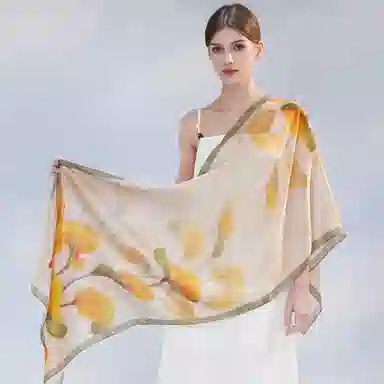 上海故事 桑波缎提花喷绘长巾 桑蚕丝 丝巾 女款 馥锦韶华