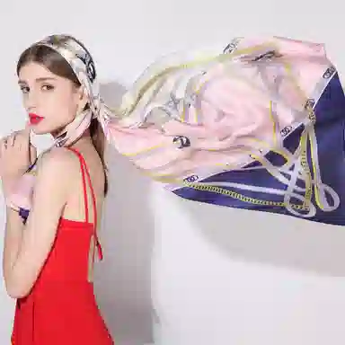 上海故事 青春素绉缎花漾郁金 桑蚕丝 丝巾 女款 礼盒装