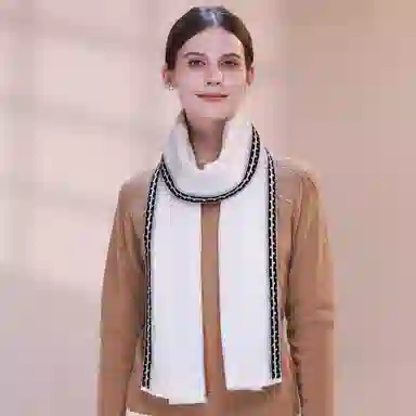 上海故事 青春洋气加厚暖暖高档送礼针织保暖披肩软糯长围脖 绵羊毛 绒线围巾 男女同款情侣款