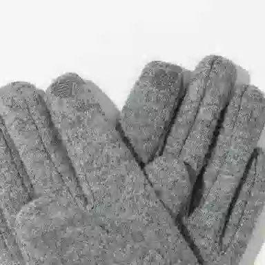 上海故事 百搭拼色加绒毛口户外出百搭骑行防寒 绵羊毛 绒线手套 女款