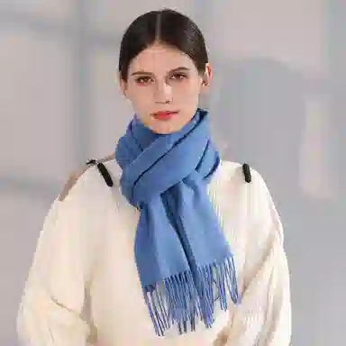 上海故事 纯色暖糯亲肤围脖 山羊绒 绒线围巾 男女同款情侣款 中国红礼盒装