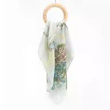 上海故事 百搭春秋时尚装饰喷绘外出 棉 桑蚕丝 绒线围巾 女款