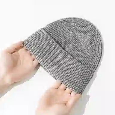 上海故事 纯色暖暖防风护头弹力针织帽 绵羊毛 绒线帽 男女同款情侣款