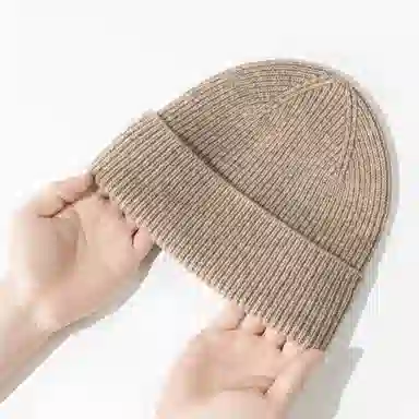 上海故事 纯色暖暖防风护头弹力针织帽 绵羊毛 绒线帽 男女同款情侣款