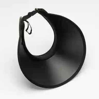 上海故事 空顶遮阳帽大帽檐草帽户外全脸防护显脸小黑胶草编太阳帽可折叠帽子 聚酯纤维 防晒帽 女款