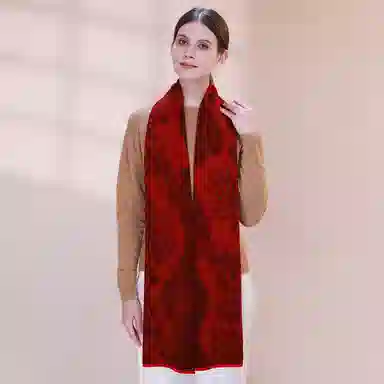 上海故事 青春洋气加厚暖暖高档送礼针织保暖披肩软糯长围脖 绵羊毛 绒线围巾 男女同款情侣款