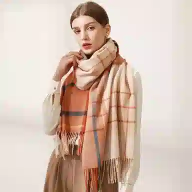 上海故事 送礼  百搭格子大披肩 绒线围巾  女款 礼盒装
