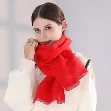 上海故事 中式团员喜庆节日聚会年会团建红披肩 聚酯纤维 绒线围巾 男女同款情侣款