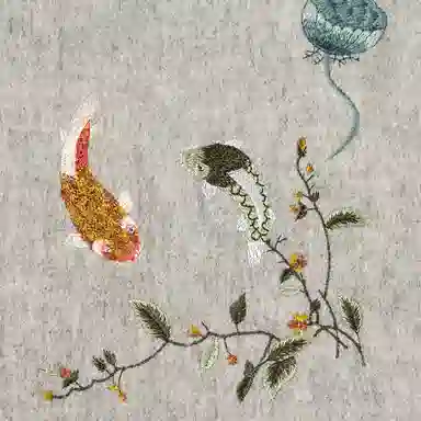 上海故事 新中式国风刺绣 鱼儿嬉戏加厚保暖 结婚喜庆 绵羊毛 绒线围巾 女款