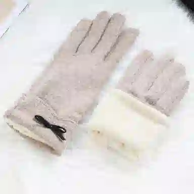 上海故事 可爱时尚加绒骑行骑车保暖百搭防寒 涤纶 绒线手套 女款