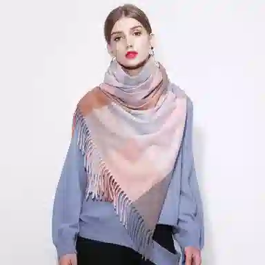 上海故事 时尚美拉德风保暖外出外搭护肩氛围感 聚酯纤维 绒线围巾 女款