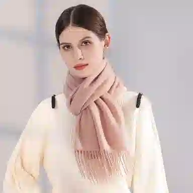 上海故事 纯色暖糯亲肤围脖 山羊绒 绒线围巾 男女同款情侣款 中国红礼盒装