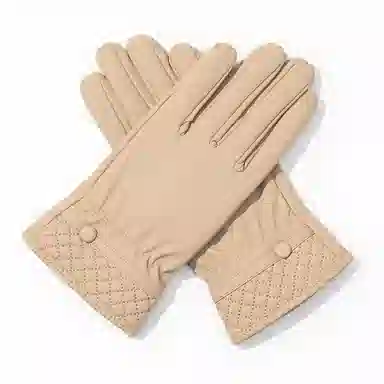 上海故事 秋冬奶油风外出御寒加厚保暖骑车防泼水防风户外分指触屏 聚酯纤维 绒线手套 女款