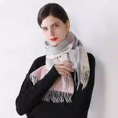 上海故事 送礼  百搭格子大披肩 绒线围巾  女款 礼盒装