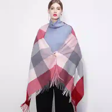 上海故事 时尚美拉德风保暖外出外搭护肩氛围感 聚酯纤维 绒线围巾 女款