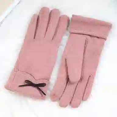 上海故事 可爱时尚加绒骑行骑车保暖百搭防寒 涤纶 绒线手套 女款