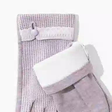 上海故事 蕾丝边优雅小香风秋冬季户外高弹保暖时尚针织 混纺 绒线手套 女款 浅紫 浅杏色 黑色 淡粉 卡其