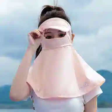 上海故事 立体遮阳帽檐护颈防晒口罩 聚酯纤维 防晒面罩 女款