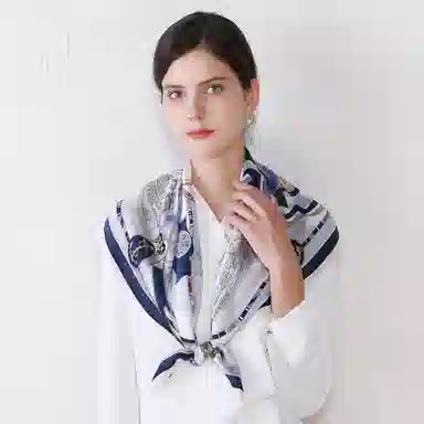 上海故事 加大真丝大方巾 桑蚕丝 丝巾 女款 温婉花意