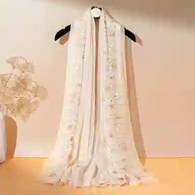 上海故事 真丝刺绣长巾 桑蚕丝 丝巾 女款 情缘韵娜