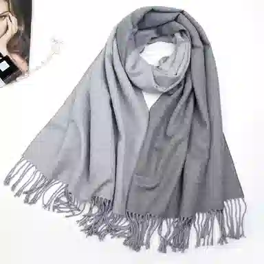 上海故事 冬季加厚双面两用保暖 外出时尚洋气拼色 聚酯纤维 绒线围巾 女款