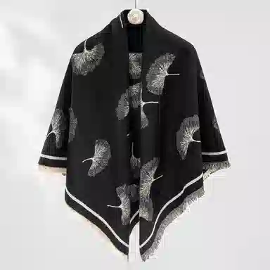 上海故事 秋冬季双面双色洋气旅游外出防寒保暖外搭提花 聚酯纤维 披肩 女款