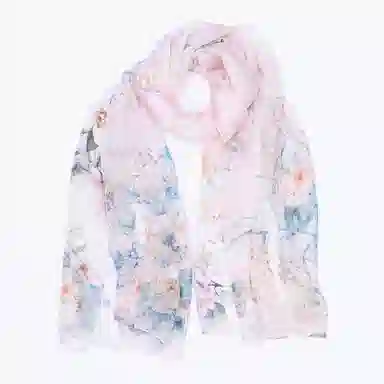 上海故事 春花秋月喷绘真丝长巾 桑蚕丝 丝巾 女款