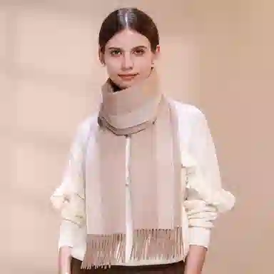 上海故事 秋冬加厚保暖 防寒外出个性缎纹双面拼色 绵羊毛 绒线围巾 女款