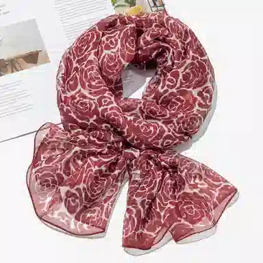 上海故事 春花秋月喷绘真丝长巾 桑蚕丝 丝巾 女款