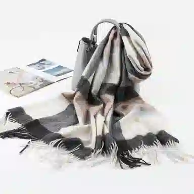 上海故事 送礼  百搭格子大披肩 绒线围巾  女款 礼盒装