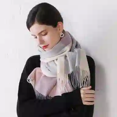 上海故事 送礼  百搭格子大披肩 绒线围巾  女款 礼盒装