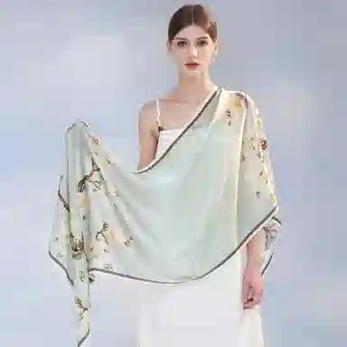 上海故事 国色天香 清冷玉兰 桑蚕丝 丝巾 女款