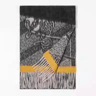 上海故事 轻奢优雅粗纺提花披肩 山羊绒 绒线围巾 女款