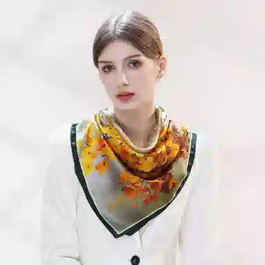 上海故事 加大真丝大方巾 桑蚕丝 丝巾 女款 温婉花意