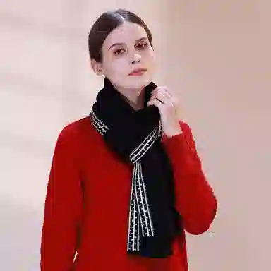 上海故事 青春洋气加厚暖暖高档送礼针织保暖披肩软糯长围脖 绵羊毛 绒线围巾 男女同款情侣款